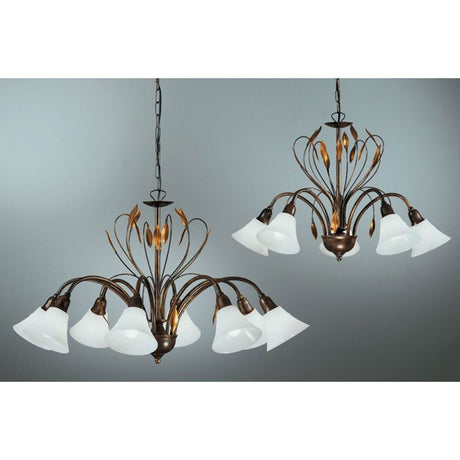 Campana Krone 5-flammig Ø 61cm elegante Deckenlampe mit fünf Lampenschirmen und kunstvollen Details.