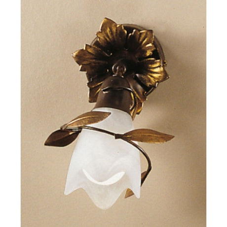 Campana wall and ceiling light, swivel, glass, Ø 10 cm, with floral details and opal glass.