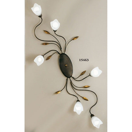Campana taklampe med 6 lyskilder Ø cm i elegant design med stilfulle lampeskjermer og buede armer.