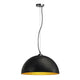 Forchini Pendelleuchte PD-1 rund schwarz/gold E27 max. 40W mit schwarzem und goldenem Innenschirm