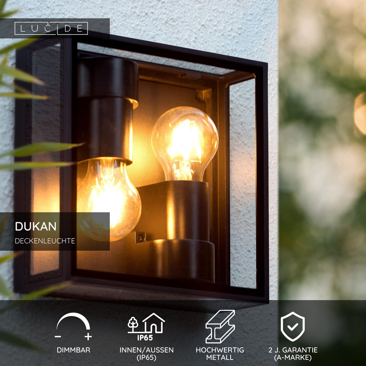 Dukan 2-light outdoor ceiling light IP65 Black (4)