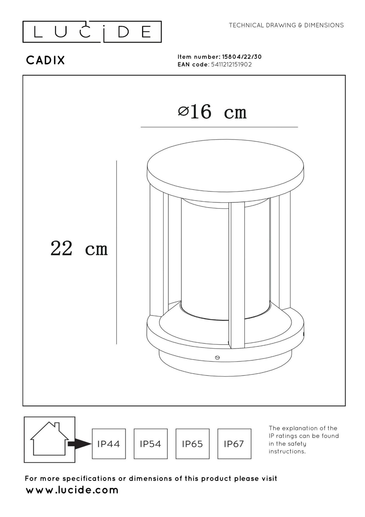 Lampa chodnikowa Cadix IP65 1-punktowa Czarny (6)