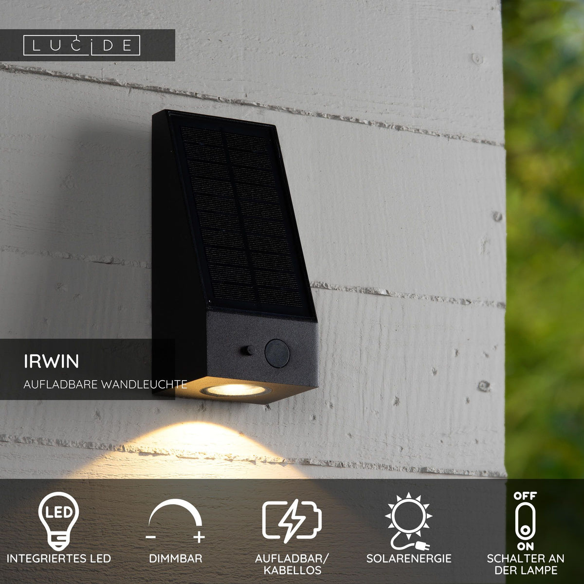 LED-Irwin solar-powered outdoor wall light IP54 with motion sensor Black (4)