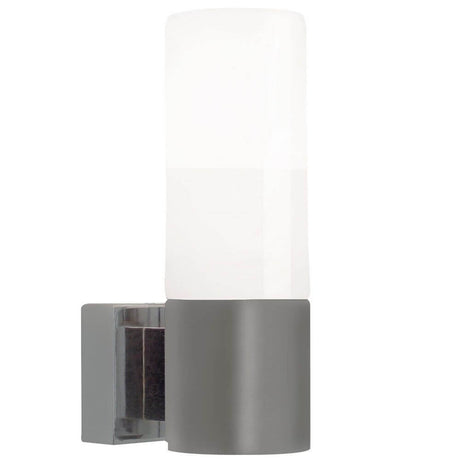 Tangens wall light brushed aluminium in a modern design for the bathroom.