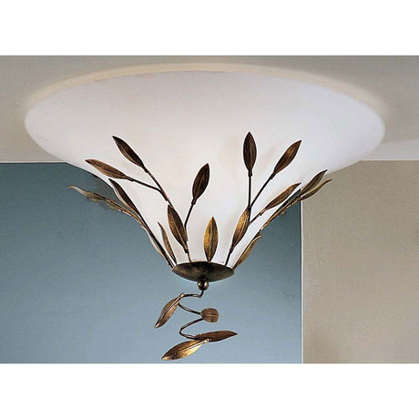 Plafoniera Campana a 2 luci Ø 47 cm con design a foglia e forma elegante, ideale per gli ambienti abitativi.