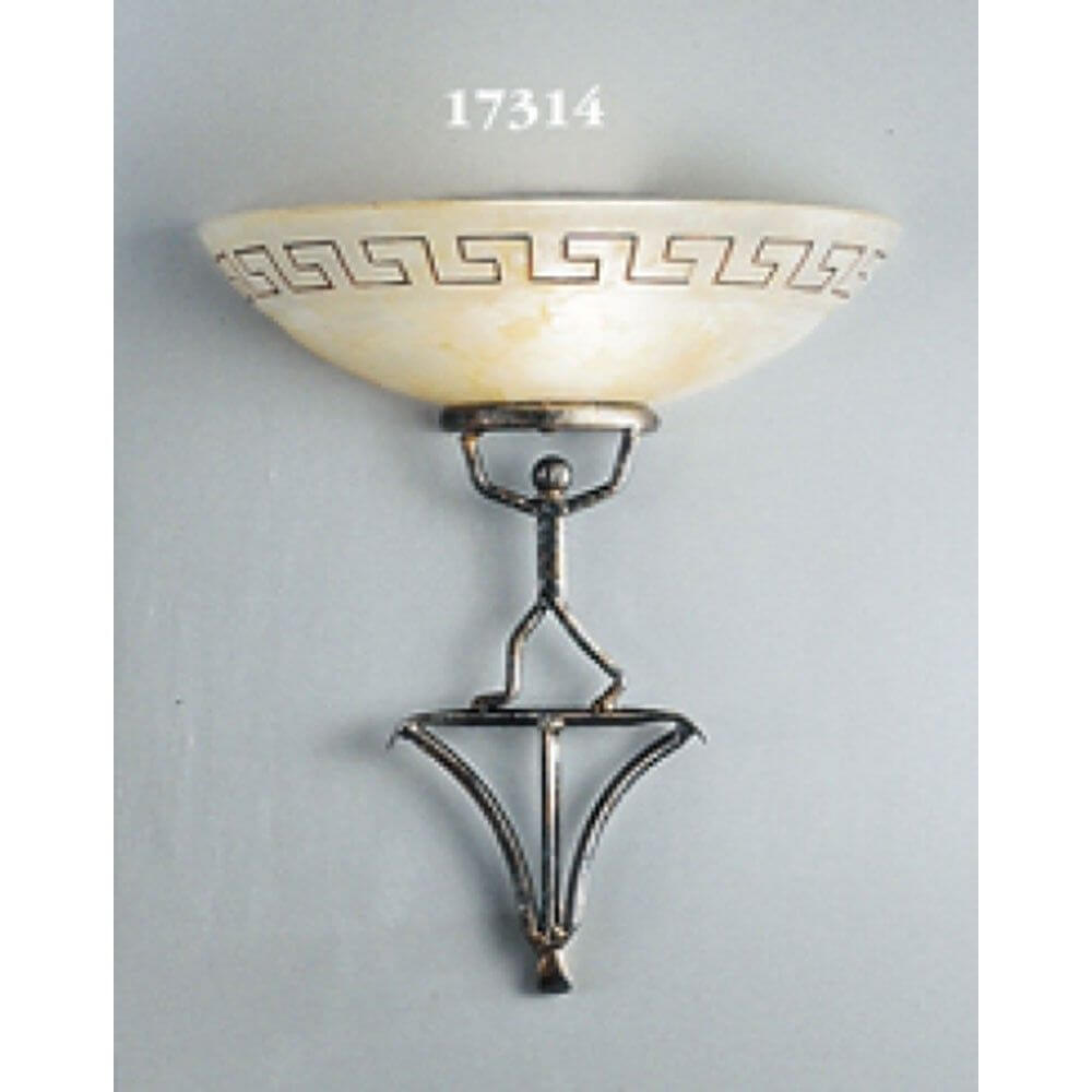 Ethno Wandleuchte Halbschale Schwarz-Gold-Silber 33cm