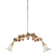 Roseto Balken 2-flammig altweiß natur-antik Pendelleuchte mit eleganten Blüten und Blattdesign.
