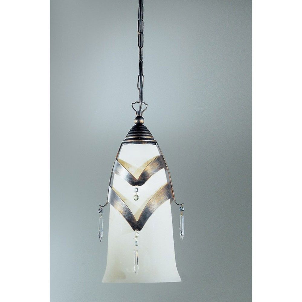 Prisma pendulum black-gold-silver with glass hangings 43cm