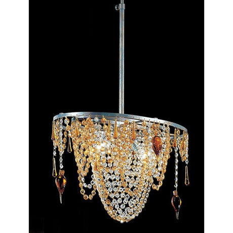 Golden Dream 2-light oval pendant light 84 - 112 cm with sparkling crystals and elegant chains.