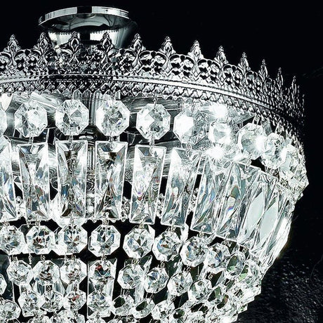 Lampa sufitowa Cupola Nickel 3-punktowa, błyszczący nikiel, Ø 40 cm, z błyszczącym kryształowym designem