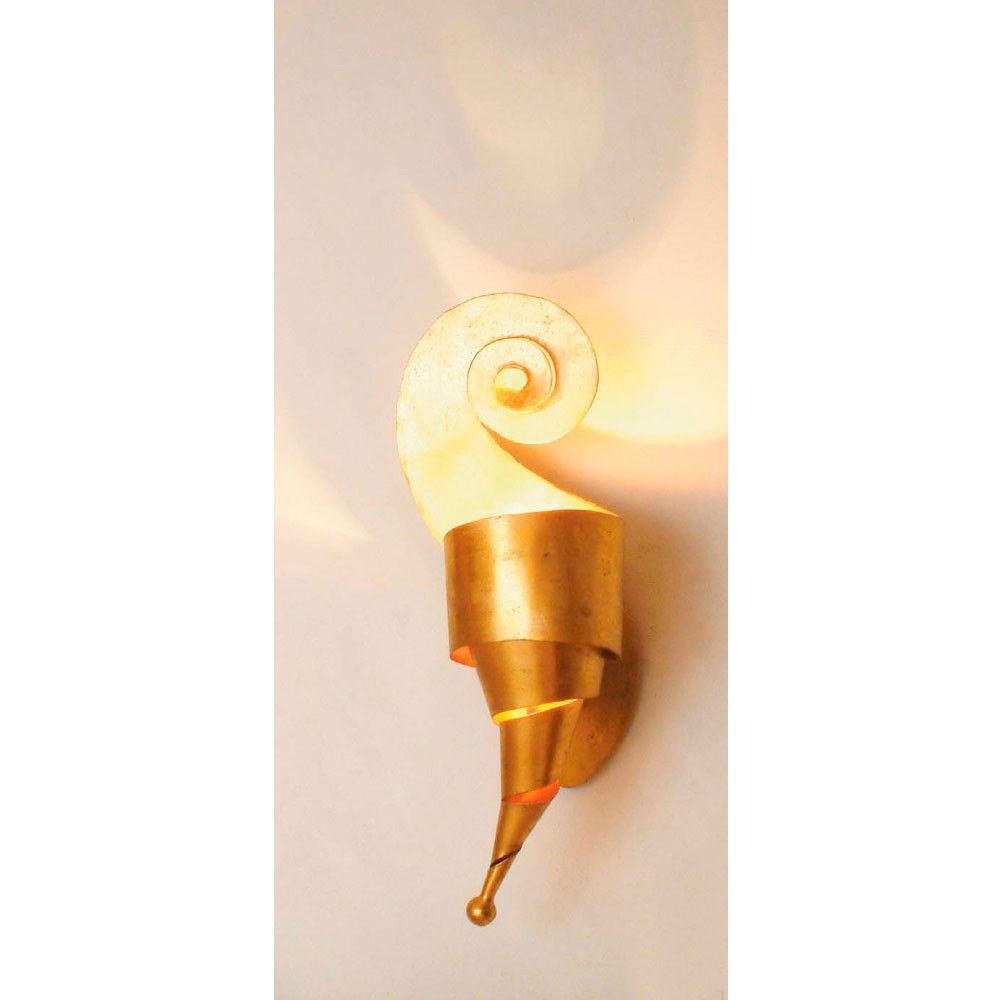 Wandleuchte Innovazione Links Eisen Silber mit einzigartigem spiralförmigem Design in Silber und Gold.