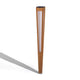 Antorcha solar Tecka de madera de teca, natural, 120 cm de altura, forma cilíndrica esbelta con panel solar en la parte superior, vista frontal