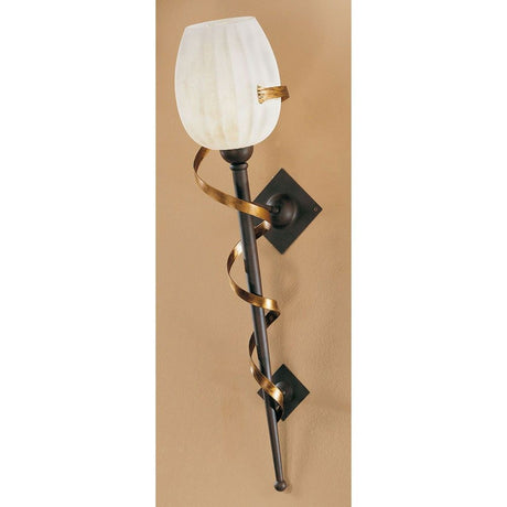 Fackel Wandleuchte 55cm mit eleganter Glas- und Metallgestaltung an der Wand.