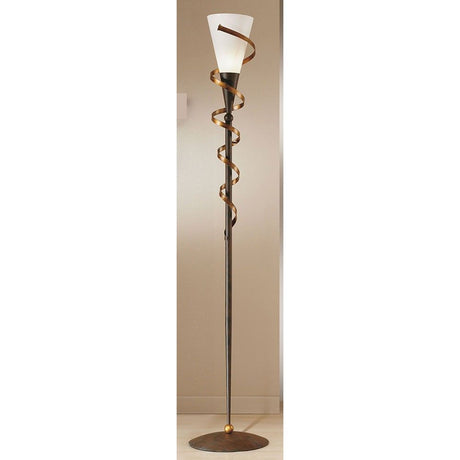 Lampa podłogowa Fackel Spirale rdza-antyk Ø 34 cm - elegancka lampa stojąca z spiralnym designem i antycznym wykończeniem.