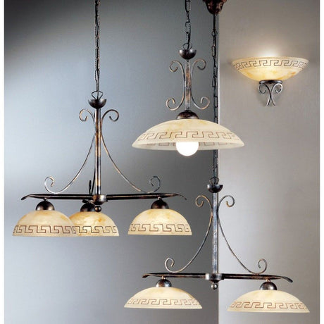 Greca 3-flammig Schwarz-Gold-Silber Ø 65cm – elegante Deckenleuchten mit antikem Design und Ziermuster.