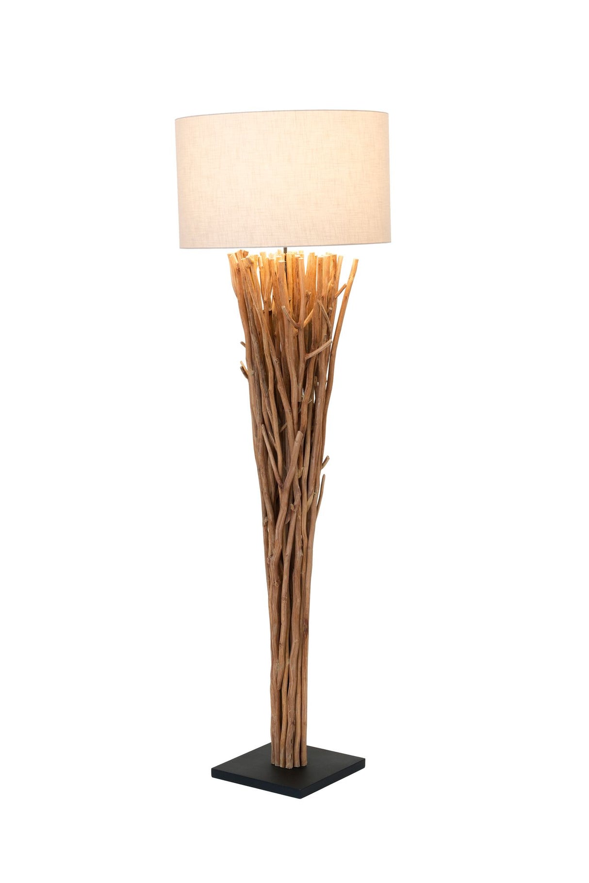 Stehlampe Palmaria Holz mit Schirm Rund 177 cm Natur