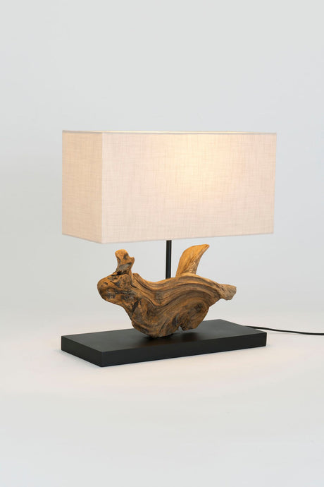 Tischlampe Lipari Akazienholz mit Schirm Rechteckig (1)