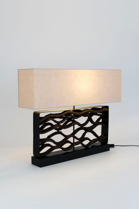 Tischlampe Tremiti Nero Holz mit Schirm Rechteckig (1)