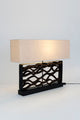 Tischlampe Tremiti Nero Holz mit Schirm Rechteckig