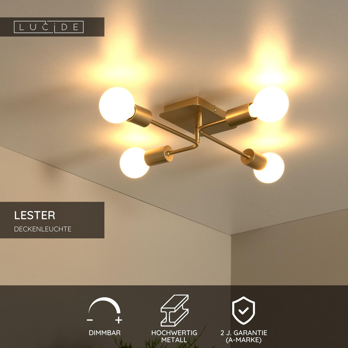 Taklampe Lester 4-flammig Retro (6)