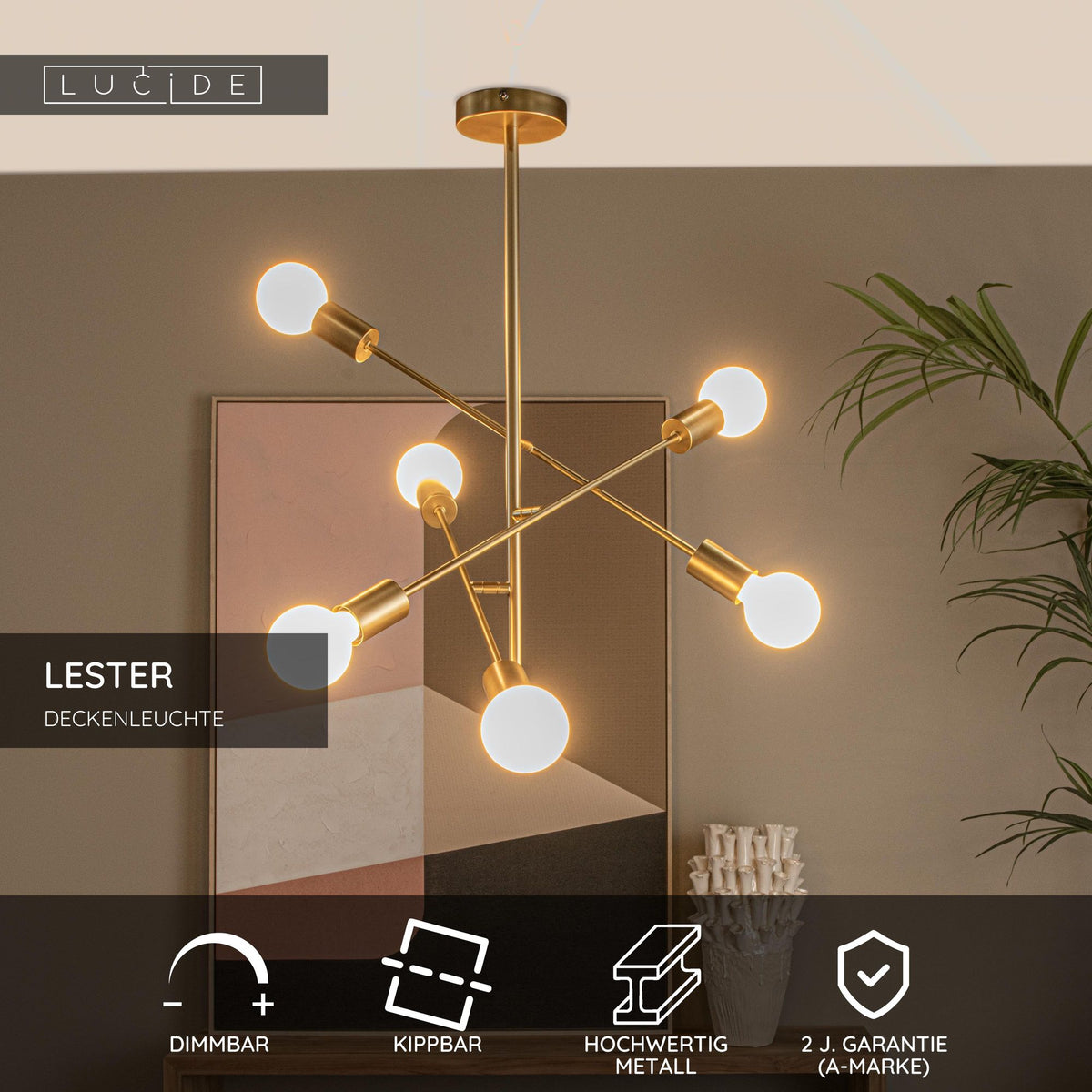 Plafonnier Lester à 6 lampes orientables (6)