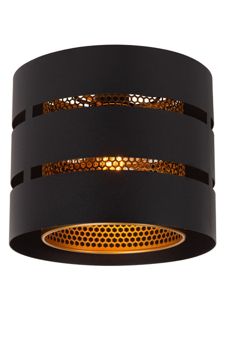 Plafonnier Rosas à 1 lumière, forme tambour Ø26cm noir (2)