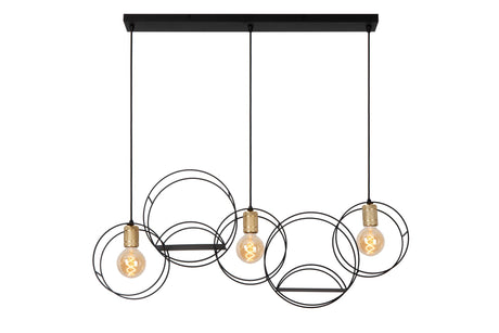 Pendelleuchte Circle 3-flammig Schwarz, Messing 104 cm (2)