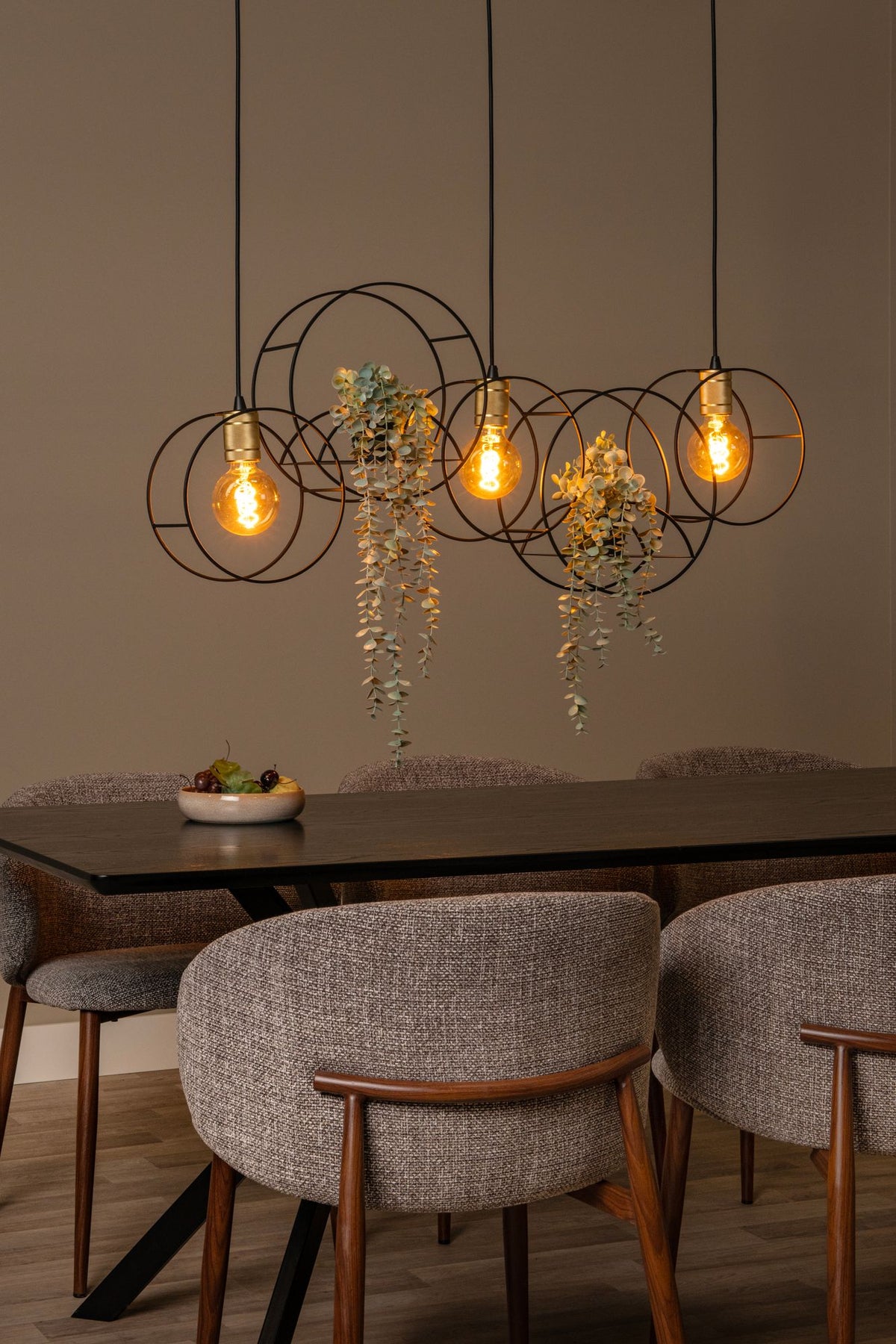 Pendelleuchte Circle 3-flammig Schwarz, Messing 104 cm (1)