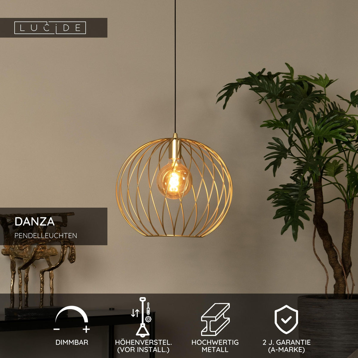Taklampe Danza 1-lyskilde dimbar høydejusterbar Ø 40cm (6)