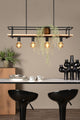 Lámpara colgante Milonga de 4 luces con pantalla de madera, altura regulable, negra (1)