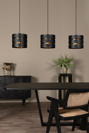 Rosas 3-light pendant light 130cm height-adjustable Black, Brass (1)
