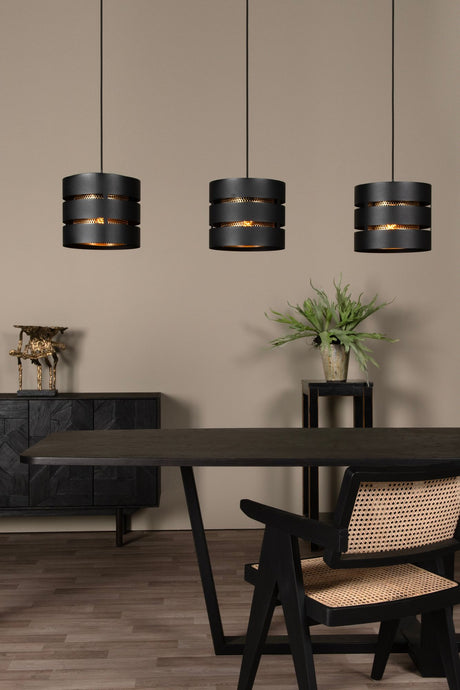 Pendelleuchte Rosas 3-flammig 130cm höhenverstellbar Schwarz, Messing (1)