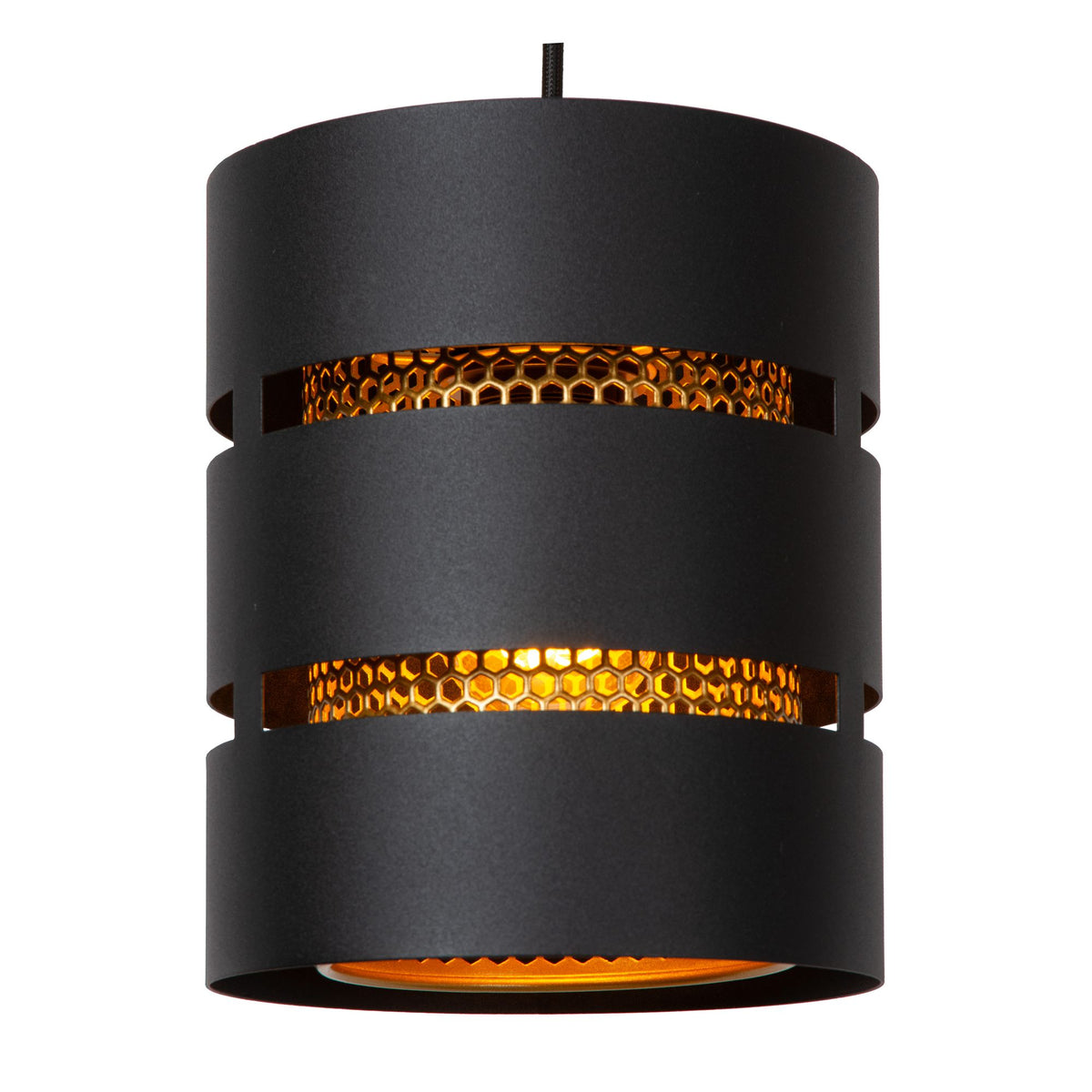 Rosas pendant light, 3-light, round, black, brass, height-adjustable (3)