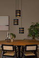 Rosas pendant light, 3-light, round, black, brass, height-adjustable (1)