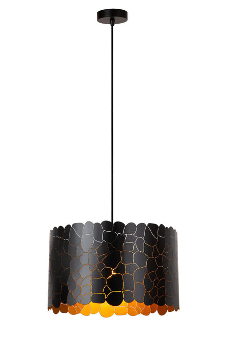 Pendelleuchte Almelo in Zylinderform mit Giraffenmotiv höhenverstellbar Schwarz, Messing 40cm (2)