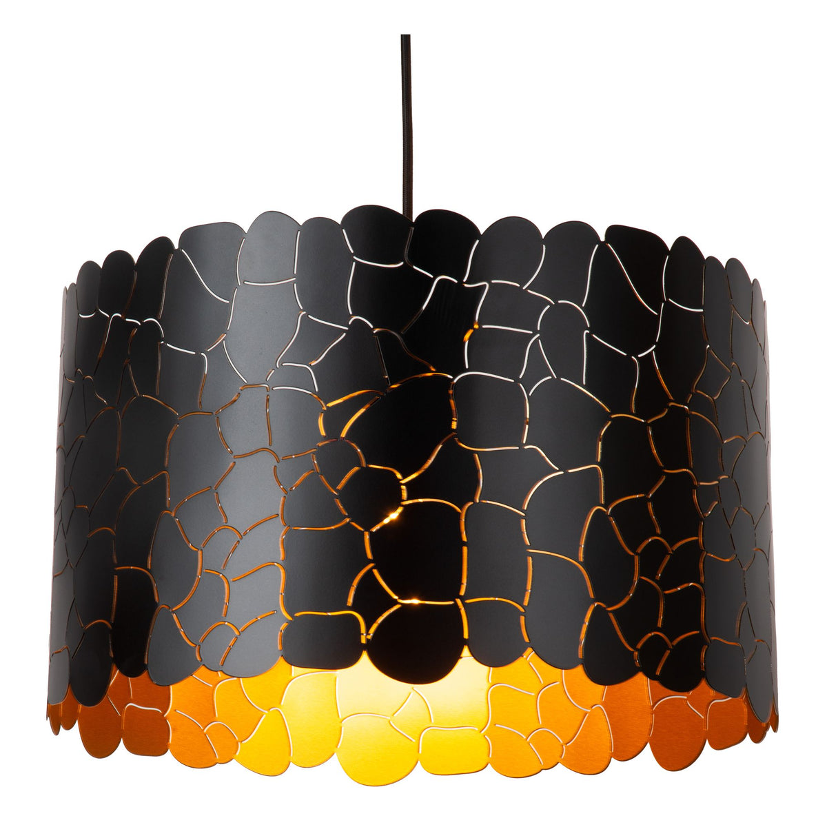 Lampada a sospensione Almelo in forma cilindrica con motivo giraffa, regolabile in altezza, nero, ottone 40cm (3)