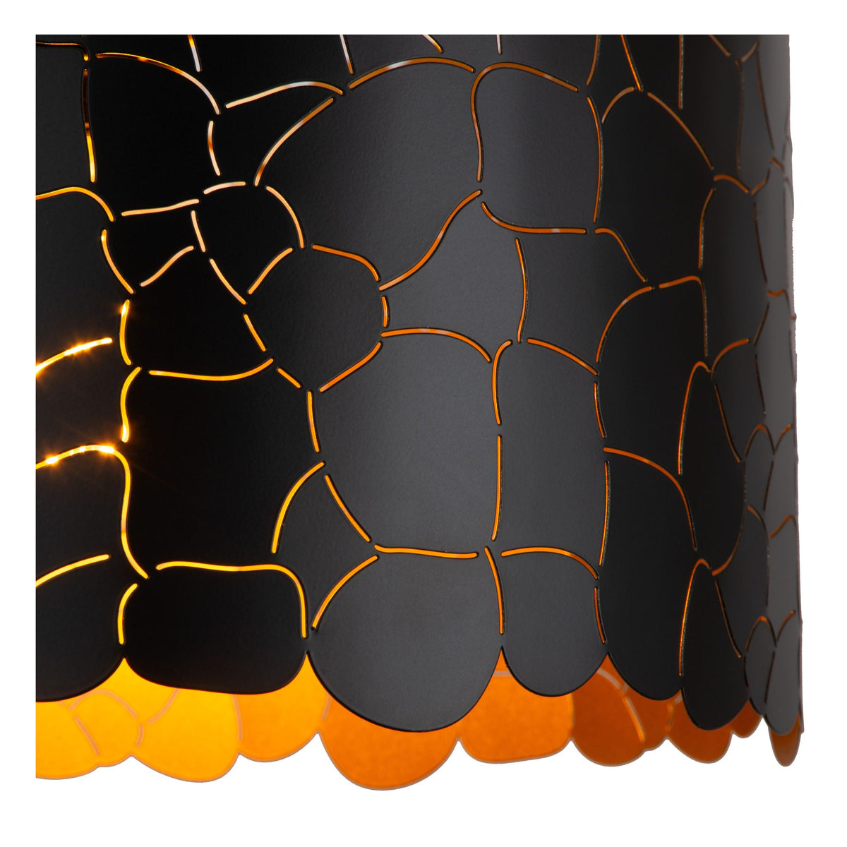 Lampada a sospensione Almelo in forma cilindrica con motivo giraffa, regolabile in altezza, nero, ottone 40cm (4)