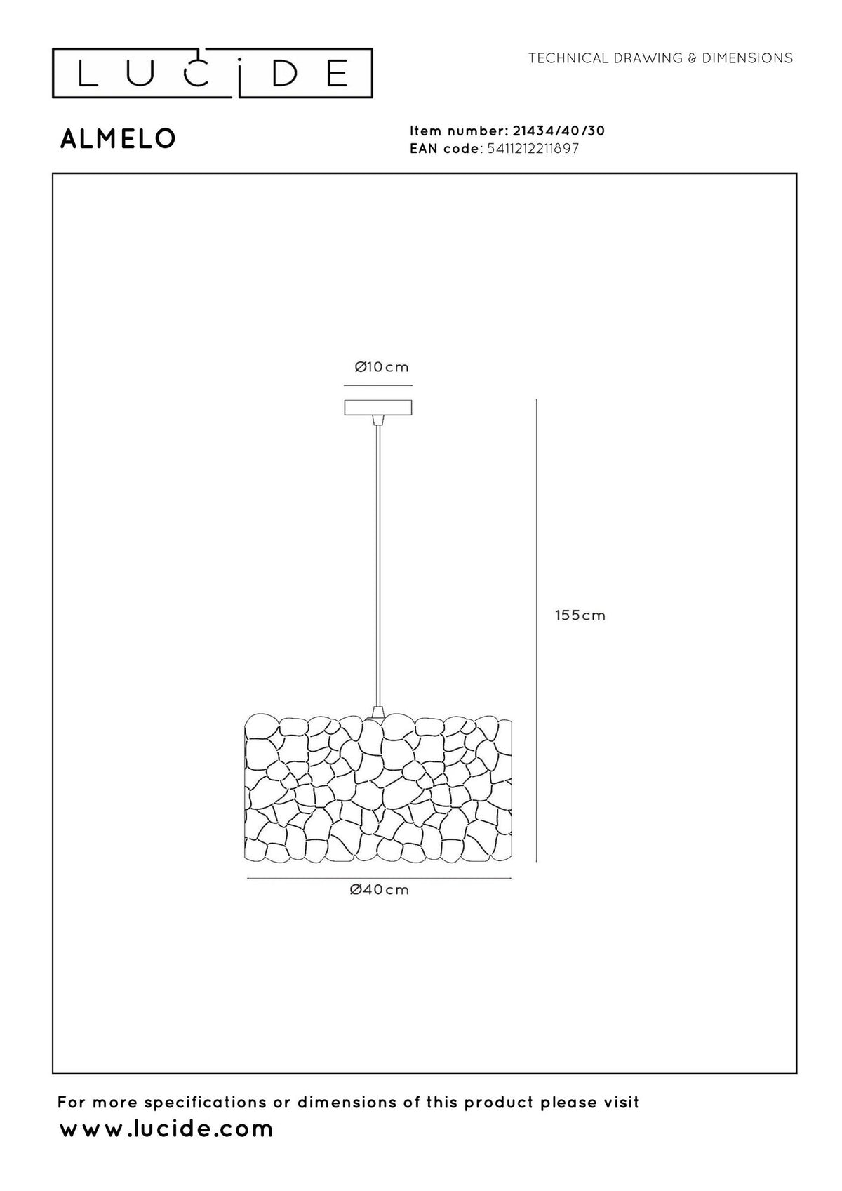 Lampada a sospensione Almelo in forma cilindrica con motivo giraffa, regolabile in altezza, nero, ottone 40cm (6)