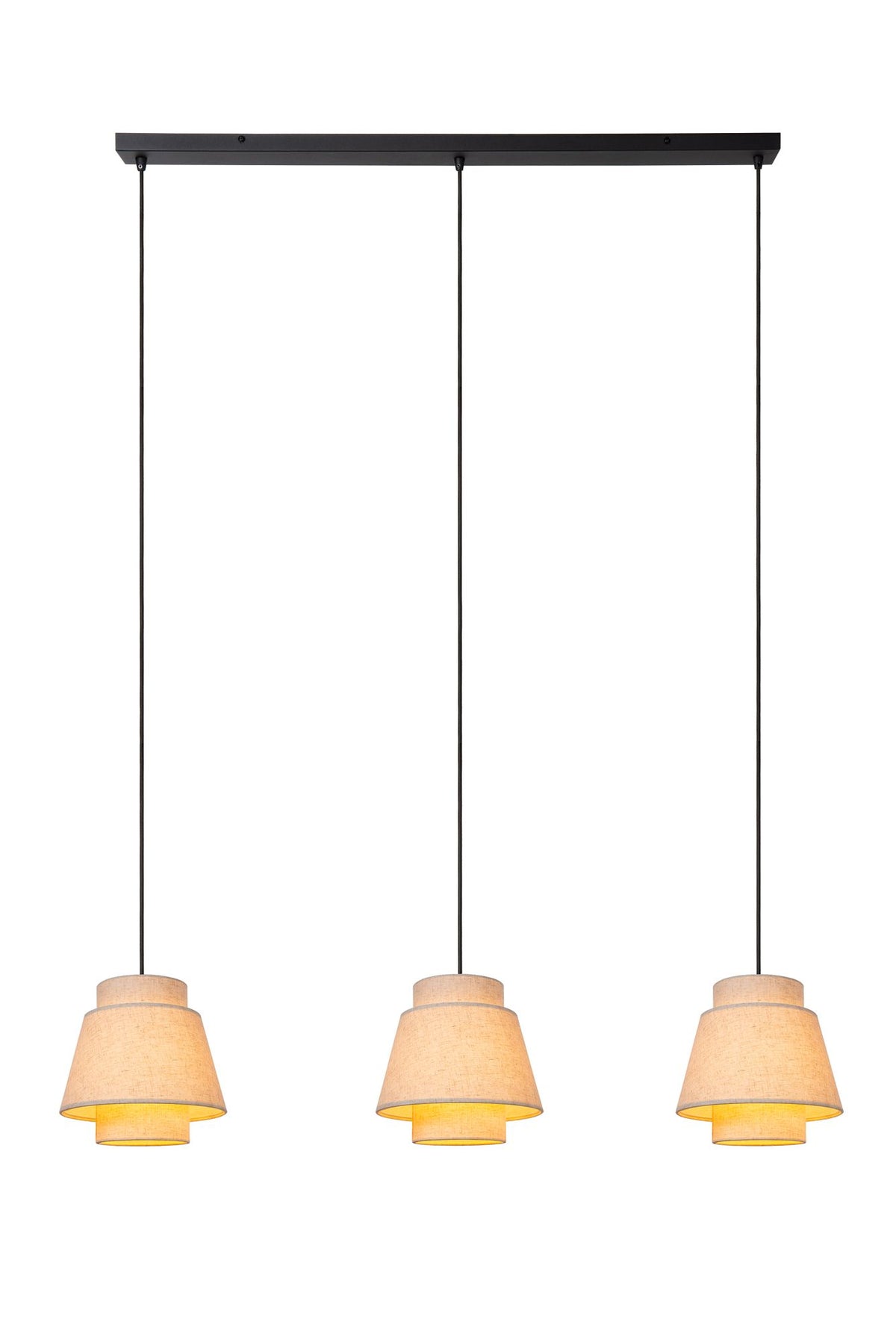 Pendelleuchte Tribute 3-flammig mit rechteckigem Stoffschirm 120cm (2)