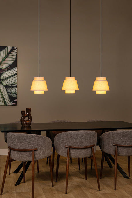 Pendelleuchte Tribute 3-flammig mit rechteckigem Stoffschirm 120cm (1)