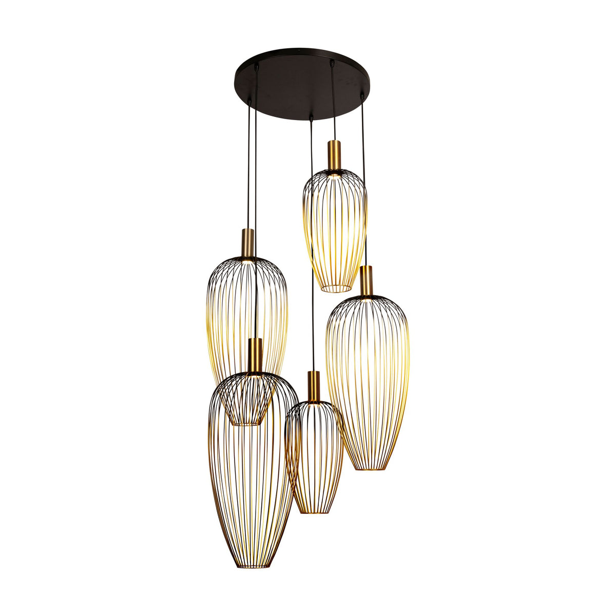 Aurelie 5-light pendant light height-adjustable dimmable Gold (2)