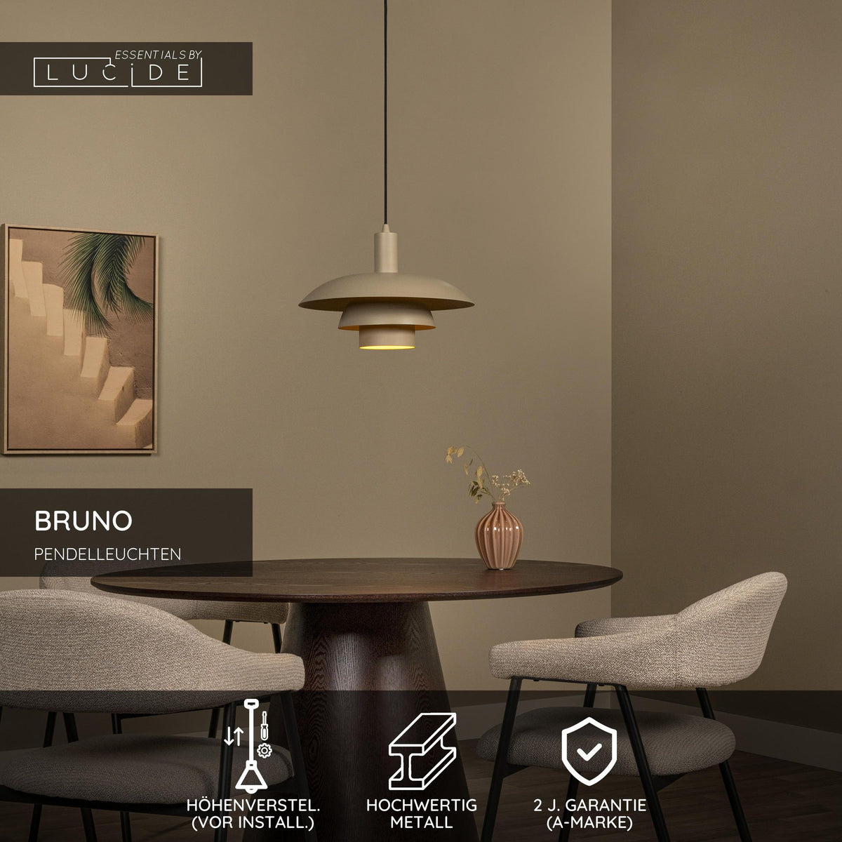 Pendant light Bruno 1-light height-adjustable Ø38cm (3)