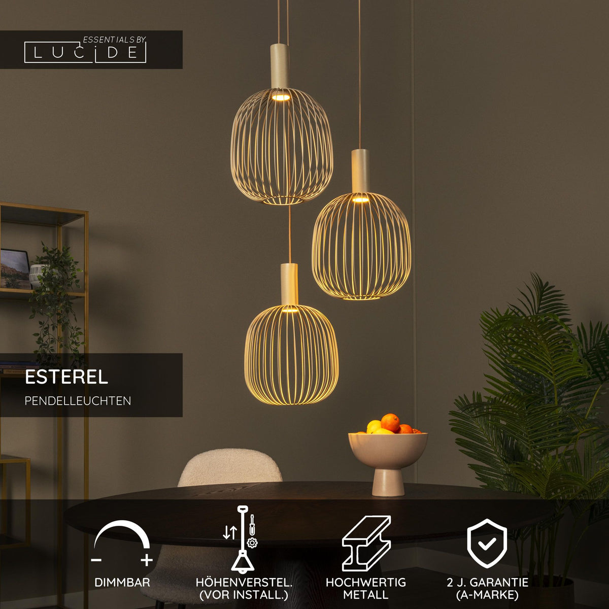 Esterel pendelarmatur 3-lampet høydejusterbar 50 cm (5)