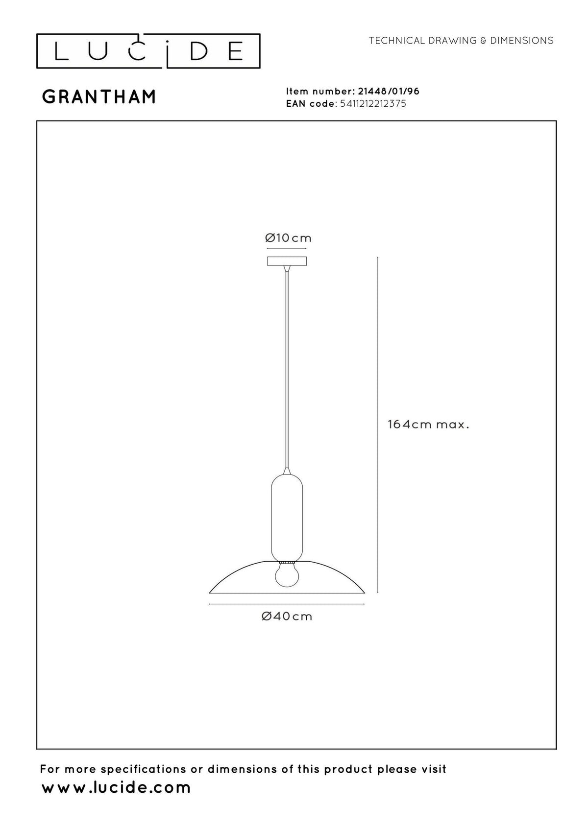 Taklampa Grantham 1-ljus Ø 40 cm höjdjusterbar kaffe (6)