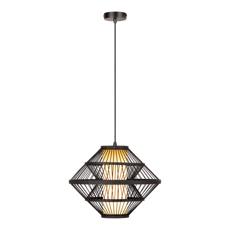 Pendelleuchte Pasquino 1-flammig Holzschirm Schwarz Ø40cm (1)