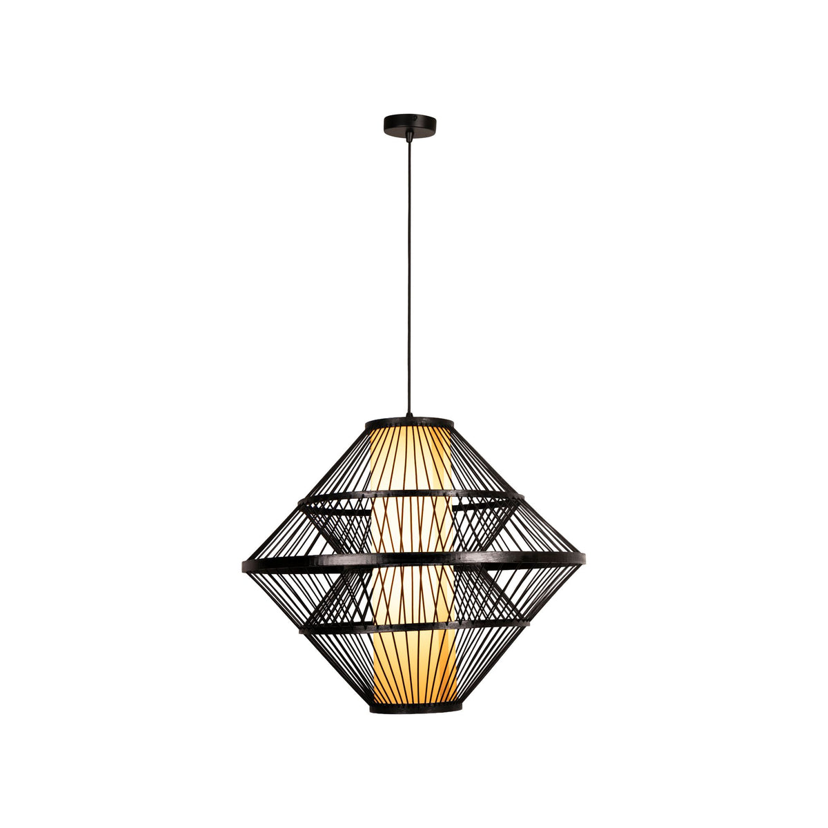 Lámpara colgante Pasquino con pantalla de chapa de madera Ø 60 cm Negro (1)