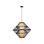 Suspension Pasquino avec abat-jour en placage bois Ø 60 cm Noir (1)