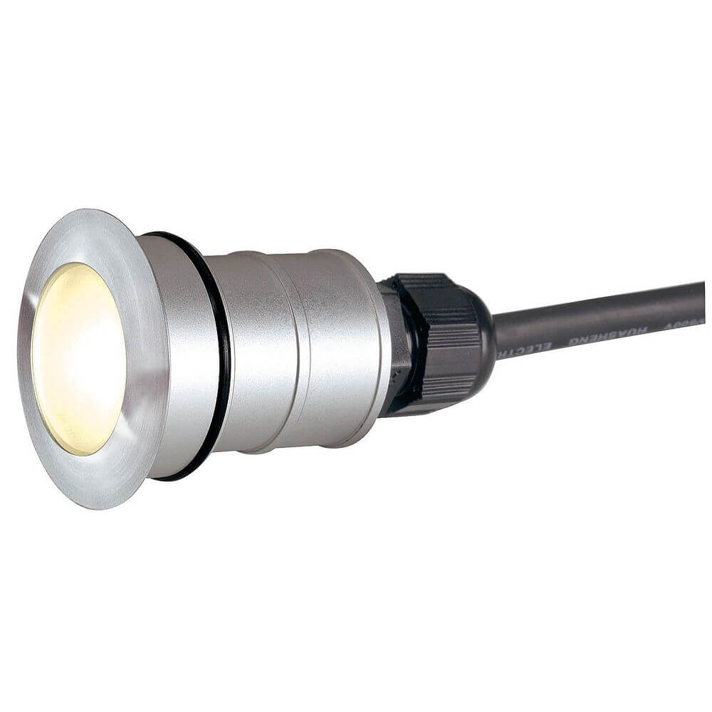 Power Trail-Lite Round Edelstahl 316 1W LED 3000K IP67 mit Montagezubehör und Kabel.