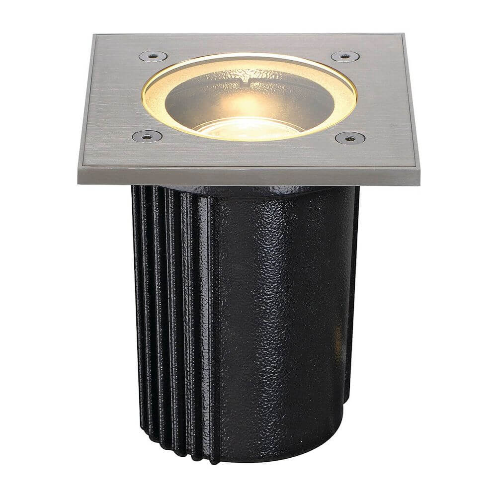 Dasar Exact GU10 Bodeneinbauleuchte Eckig Edelstahl IP67 mit quadratischer Edelstahlblende und GU10 Fassung.