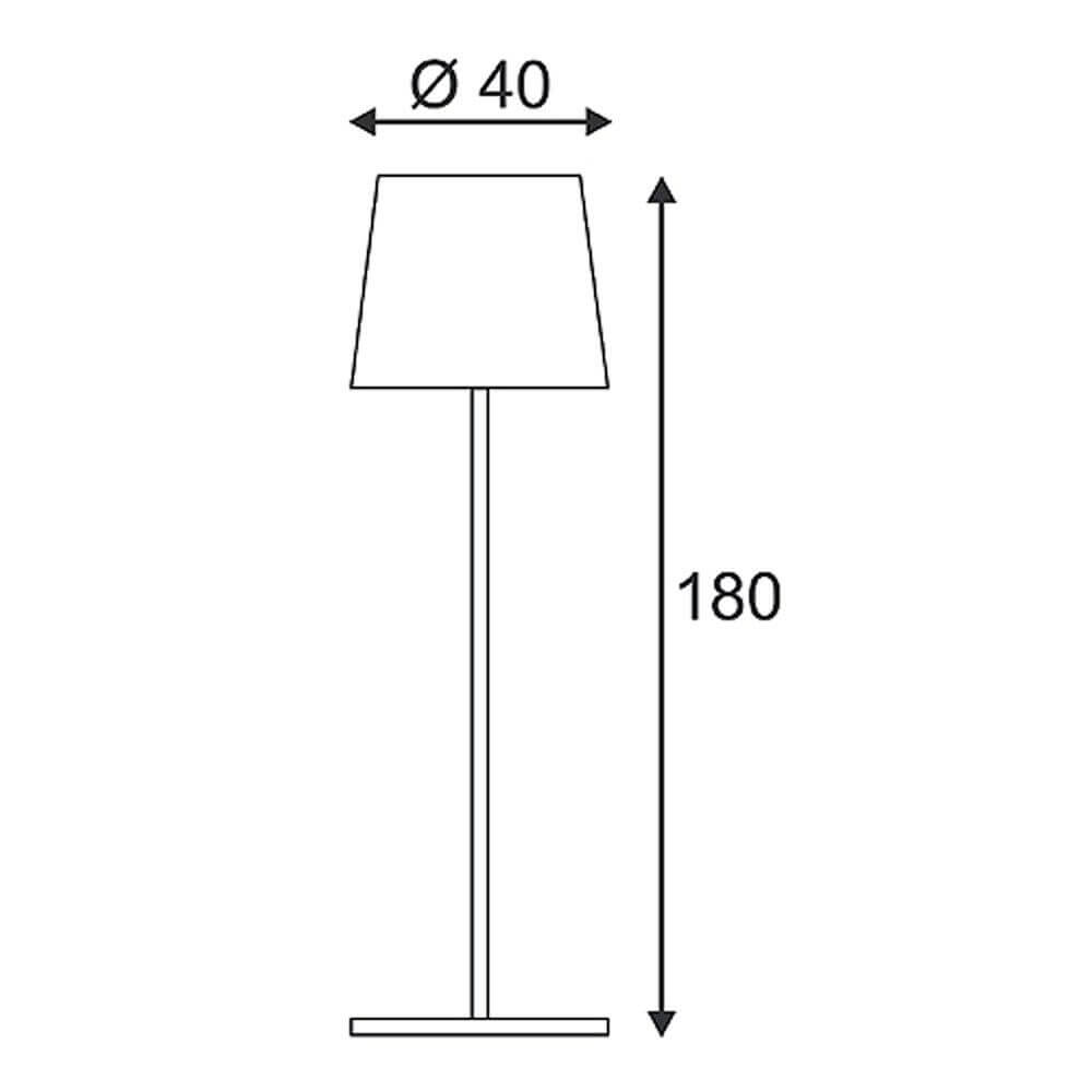 Schematische Darstellung der ADEGAN Stehleuchte Anthrazit E27 ESL max. 24W IP54 mit Durchmesser 40 cm und Höhe 180 cm.